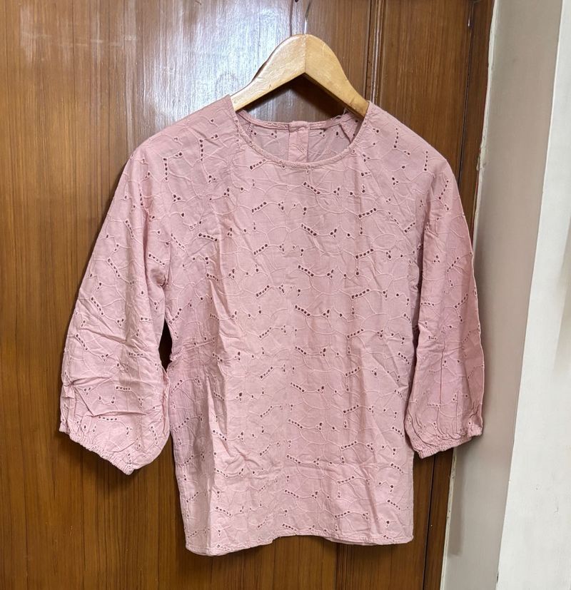 Filanto Eyelet Embroidered Pink Top
