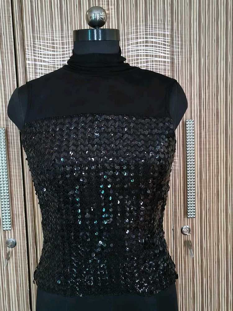 sequin high neck top