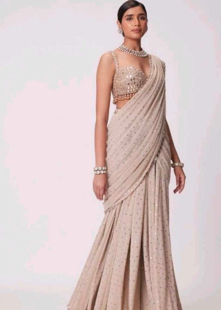 Elegant Sequined Saree with Embellished Blouse