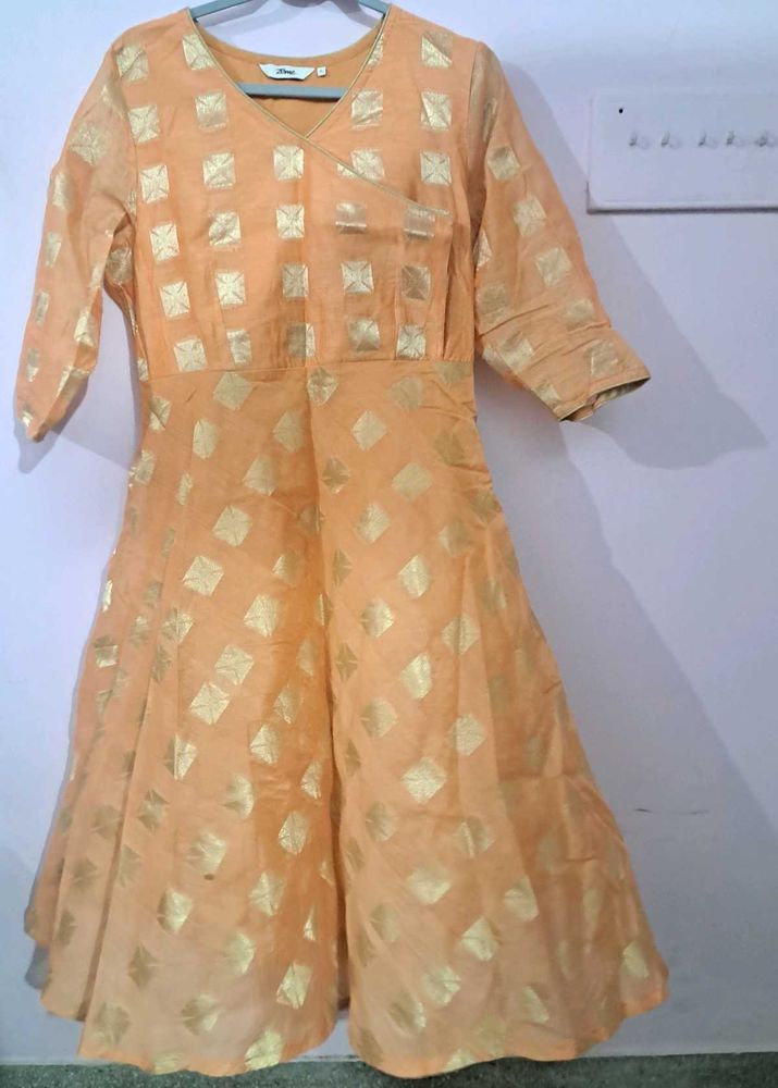 Peach Kurta with Gold Print