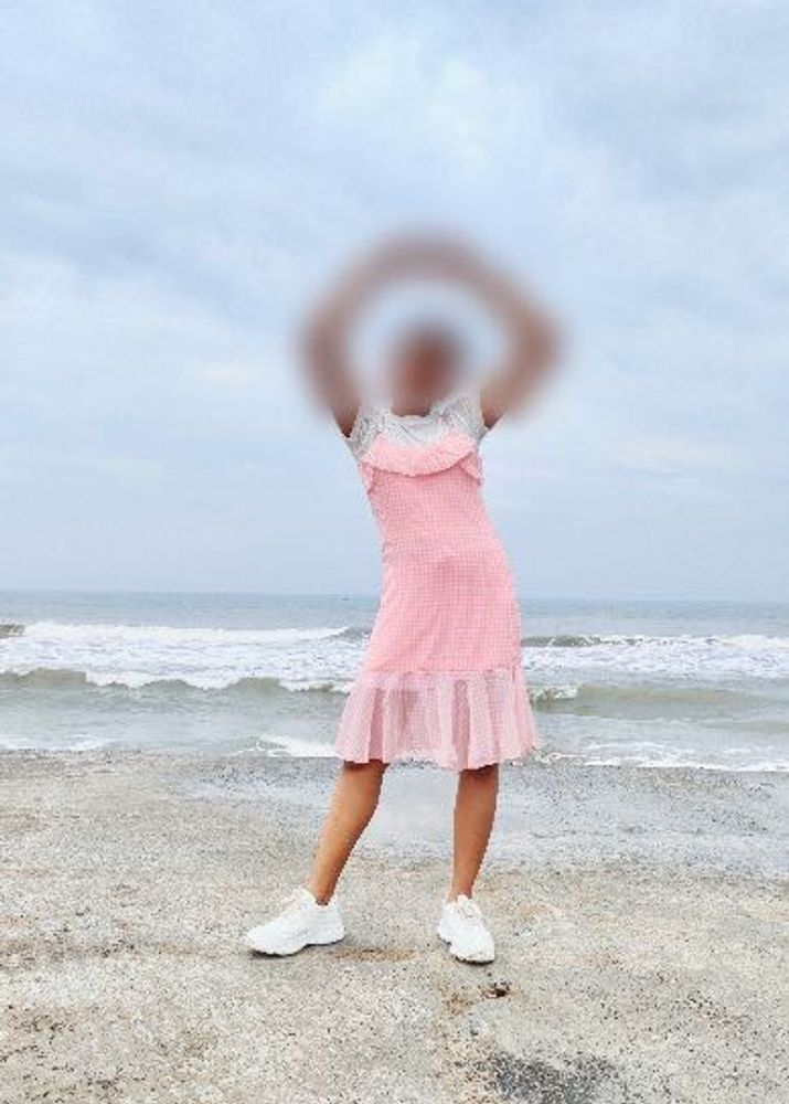 Cute Pink Gingham Dress with White Top