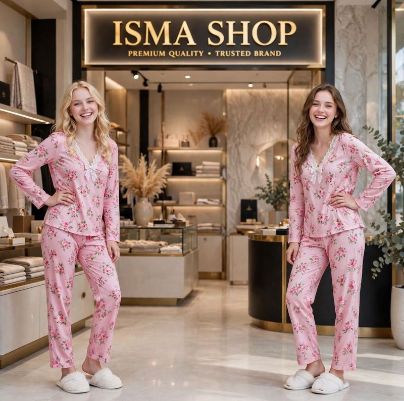 Pink Floral Print Pajama Set