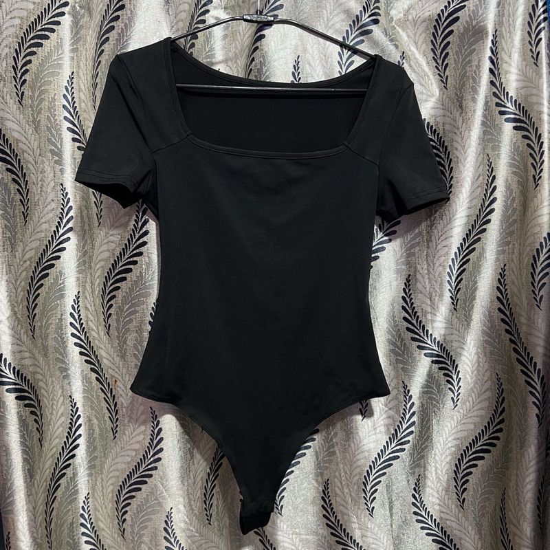 Black Square Neck Bodysuit