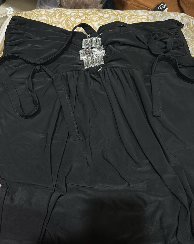 Sparkling Embellished Black Halter top
