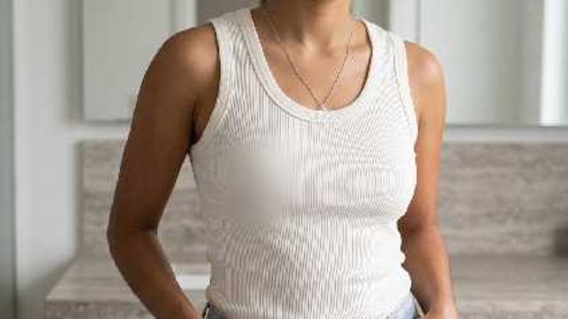 women's Ribbed White Tank Top
