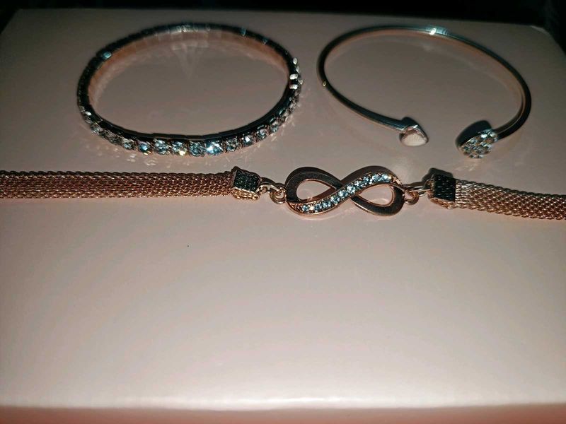 Set of 3 Rose Gold Bracelets