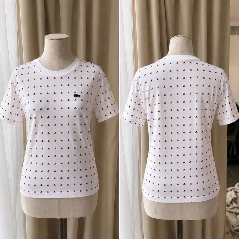 Lacoste White Triangle Print T-Shirt
