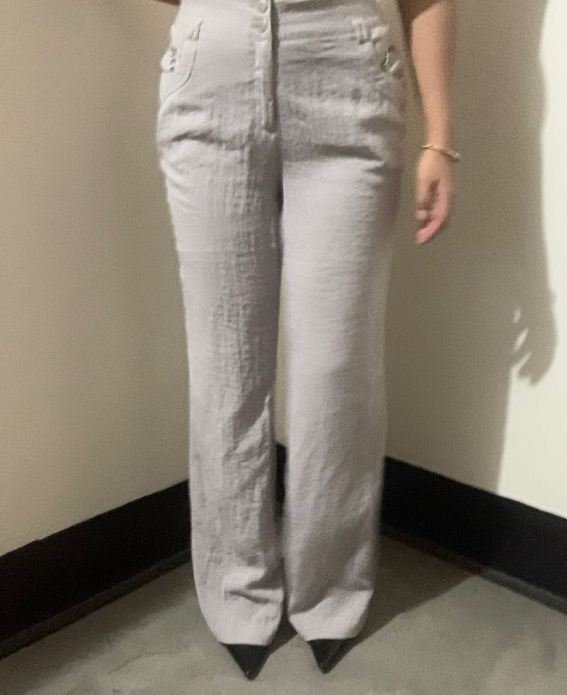 grey flared leg pants