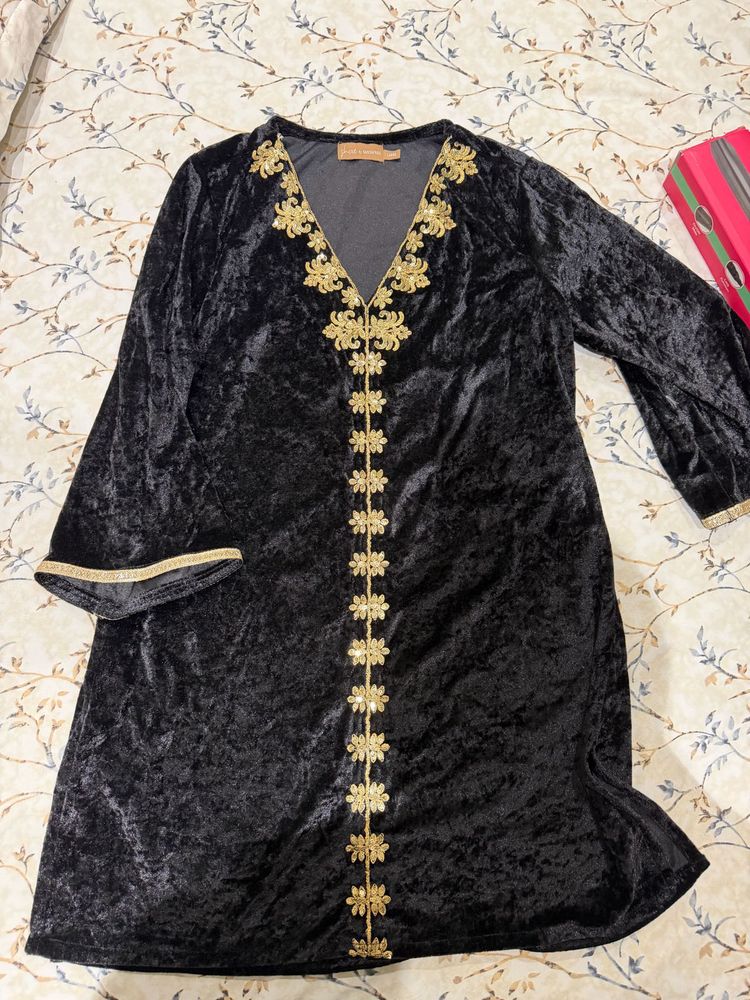 velvet kurta set