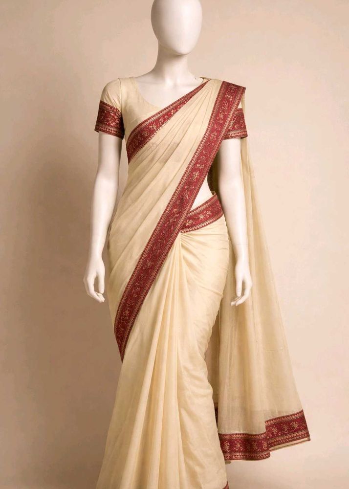 Cream saree with blouse