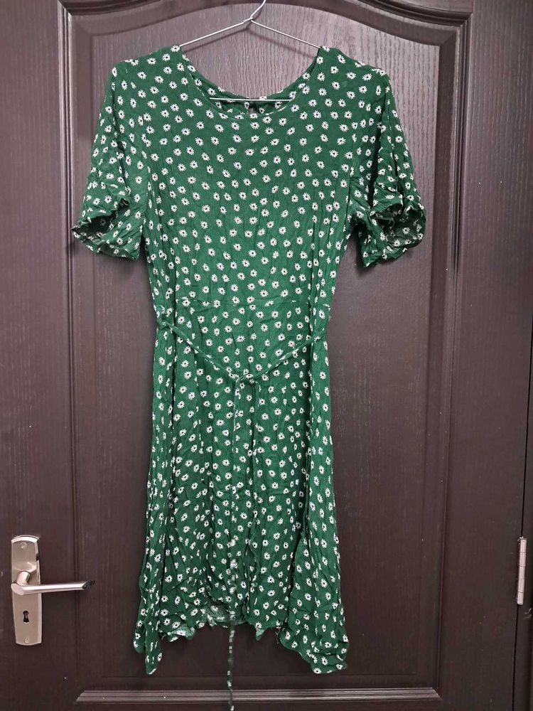 Green Floral Mini Dress