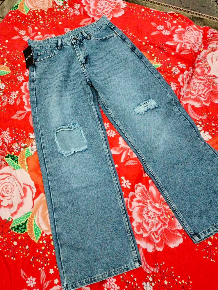 shein blue denim jeans new with tag