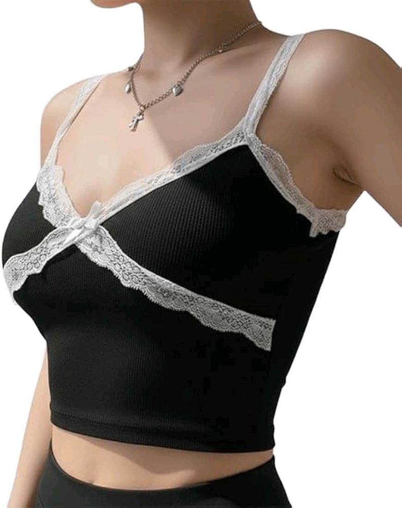 Black Lace Trim Camisole Top
