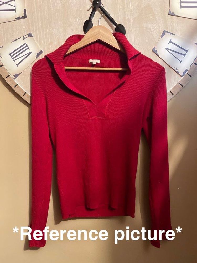 Red Collared Knit Sweater