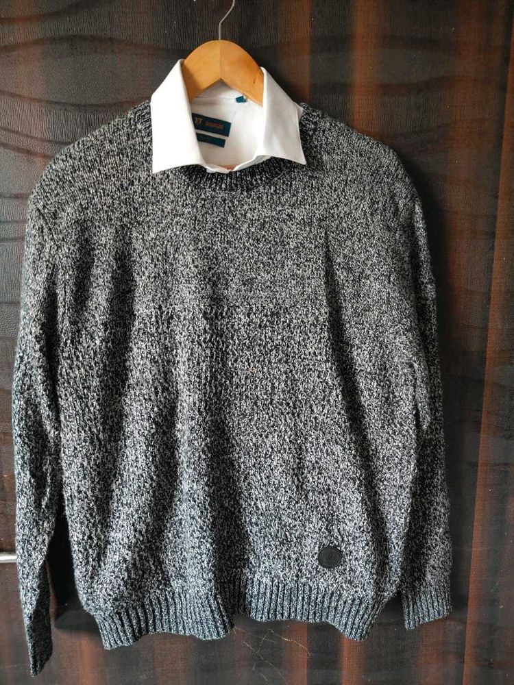 Old Money Men's Gray Knit Sweater Korean Japan