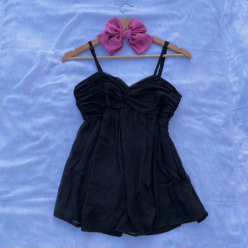 Y2K Babydoll Black Cami Top