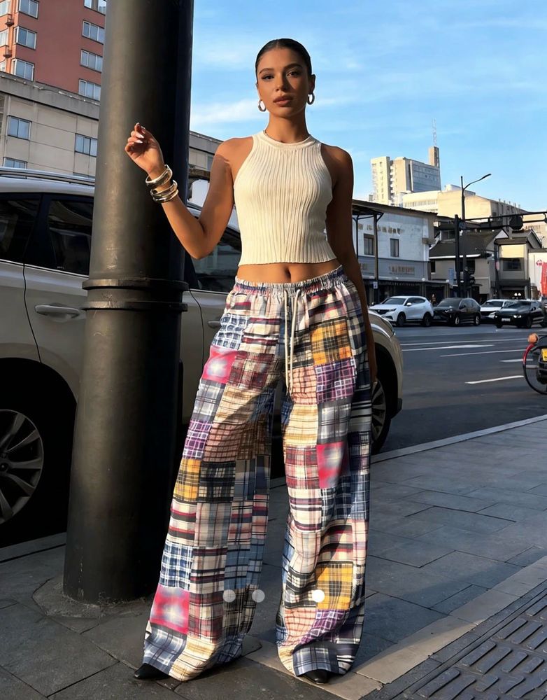 Patchwork Wide Leg Pants