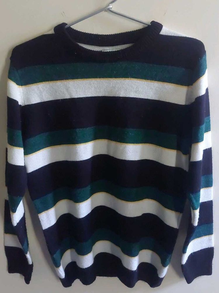 Striped Knit Sweater - Casual Style