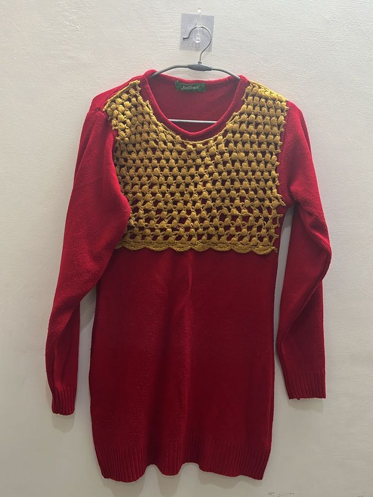 Bright Red Mid Length Pullover
