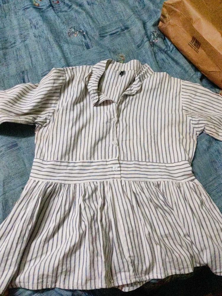 Striped Peplum Blouse Top