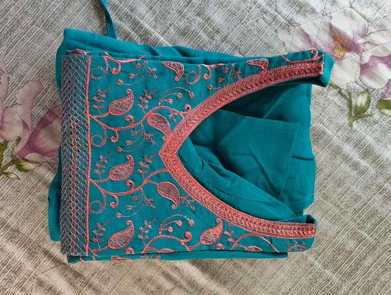 Teal Embroidered Kurta Set