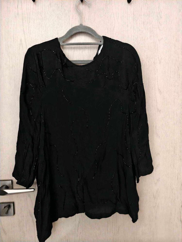 Chic Black Embellished Top