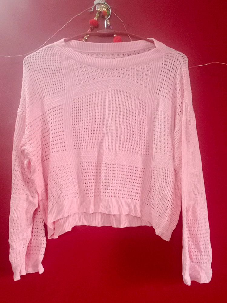 Pink Knit Cropped Sweater