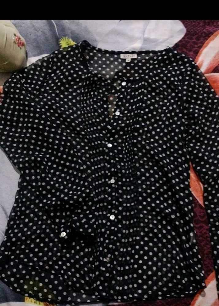 Chic Polka Dot Button-Up Blouse