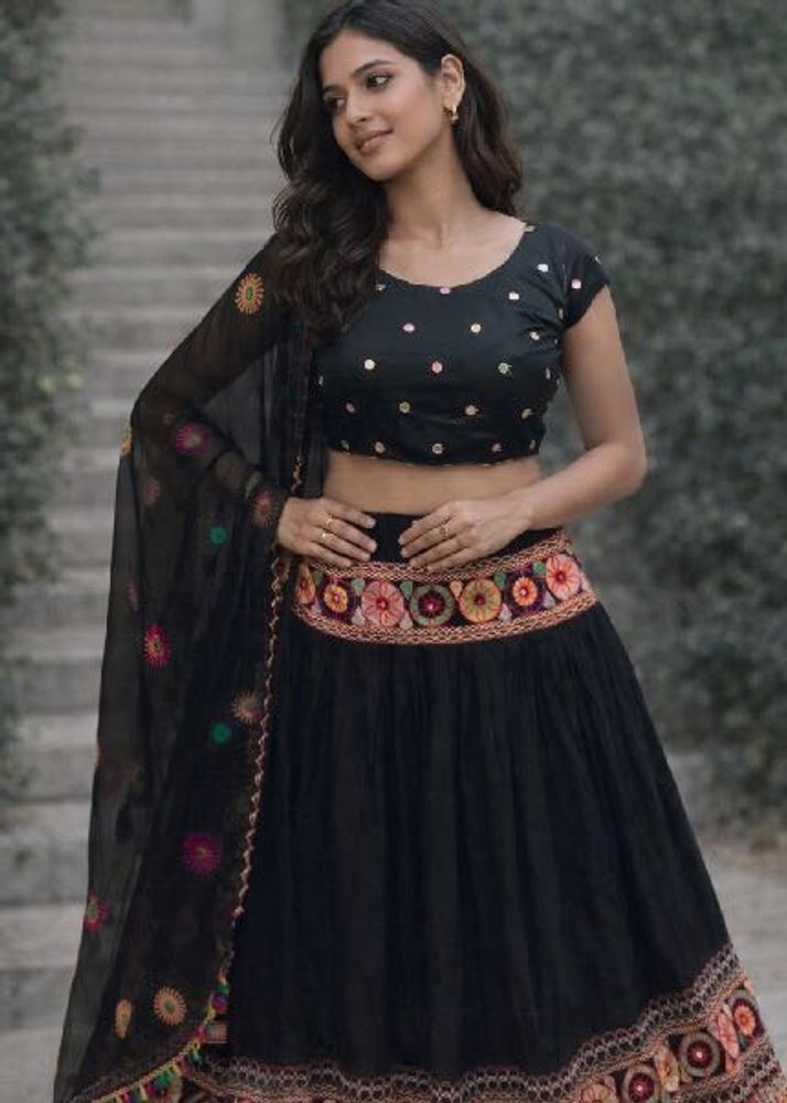 Black Embroidered Chaniya Choli Set