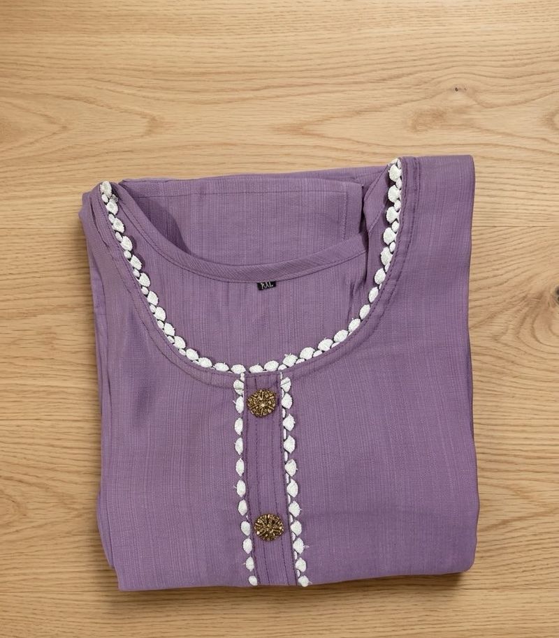 Elegant Purple Kurta with White Trim