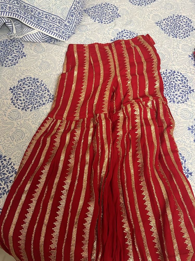Pure Chinnon Kurta Sharara Set For Girls .age 7- 9