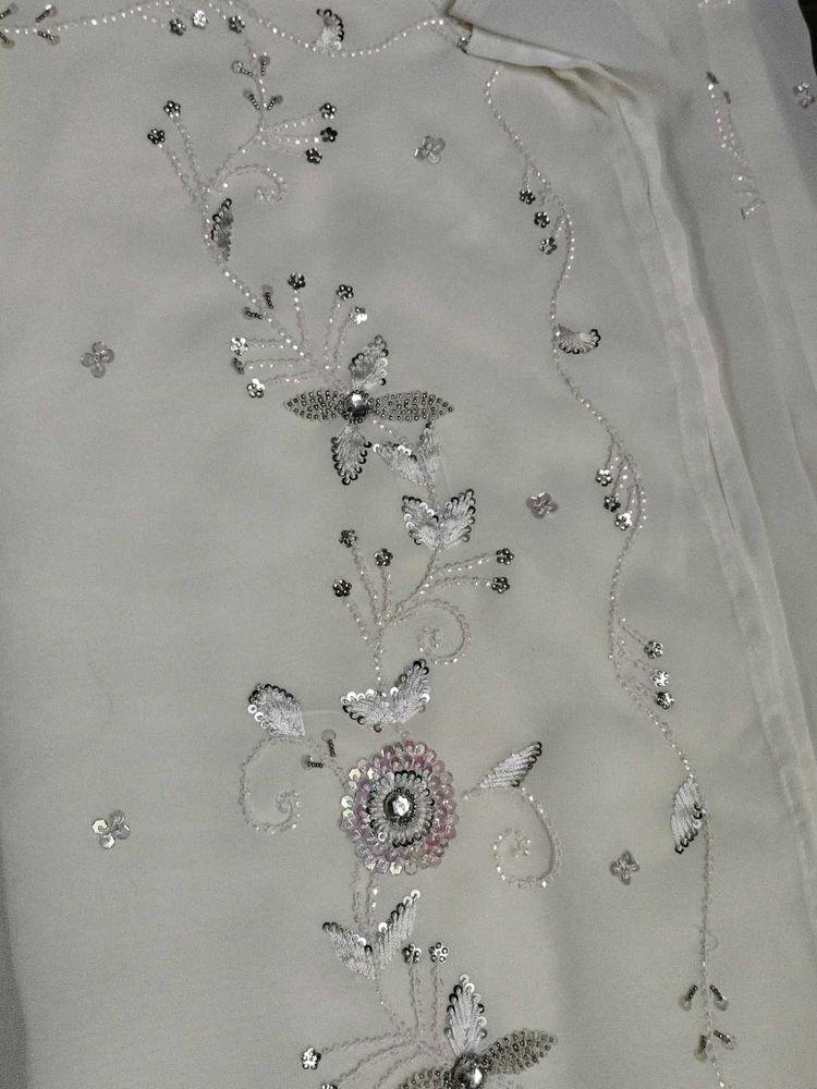 Embellished White Ethnic Saree