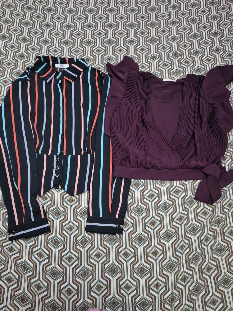 Chic Striped &amp; Pleated Tops