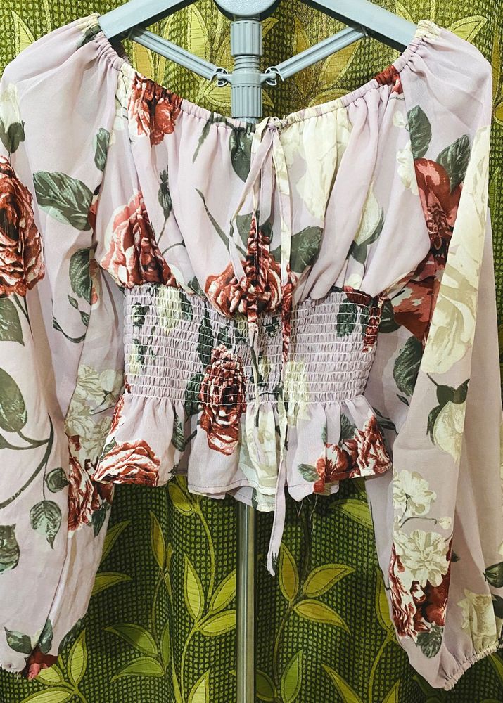 Floral Smocked Off-Shoulder Top