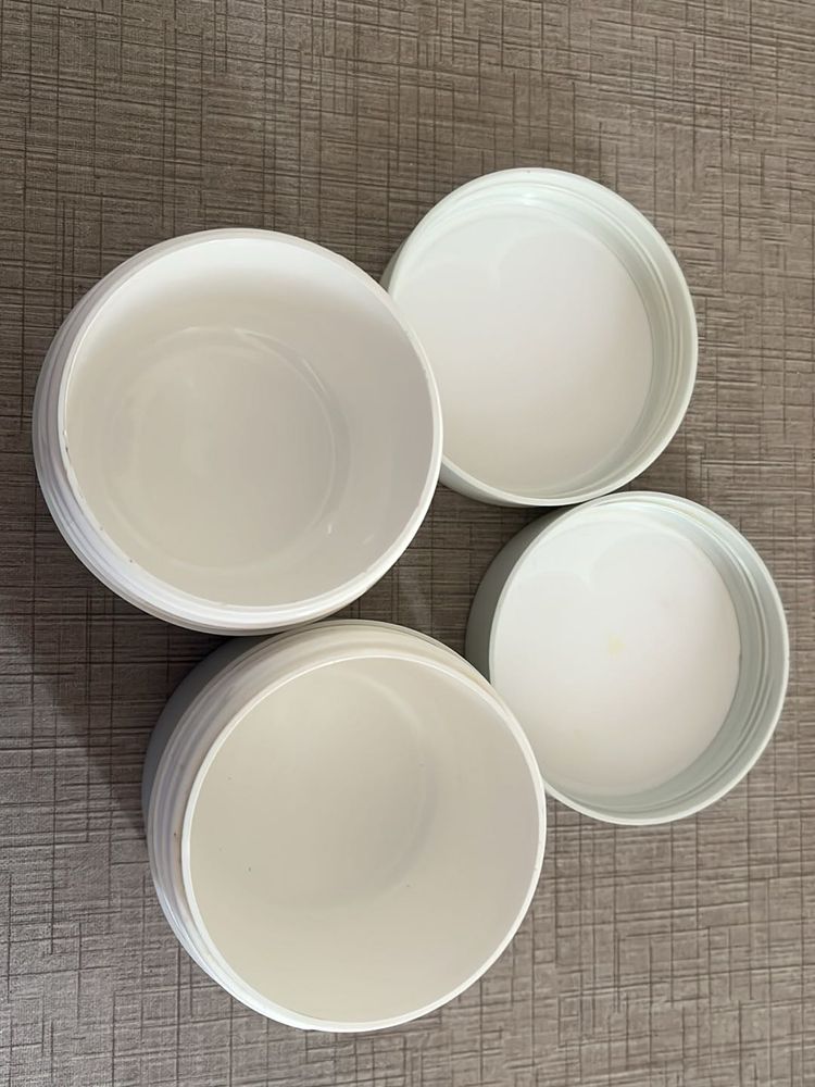 Set of White Round Storage Containers