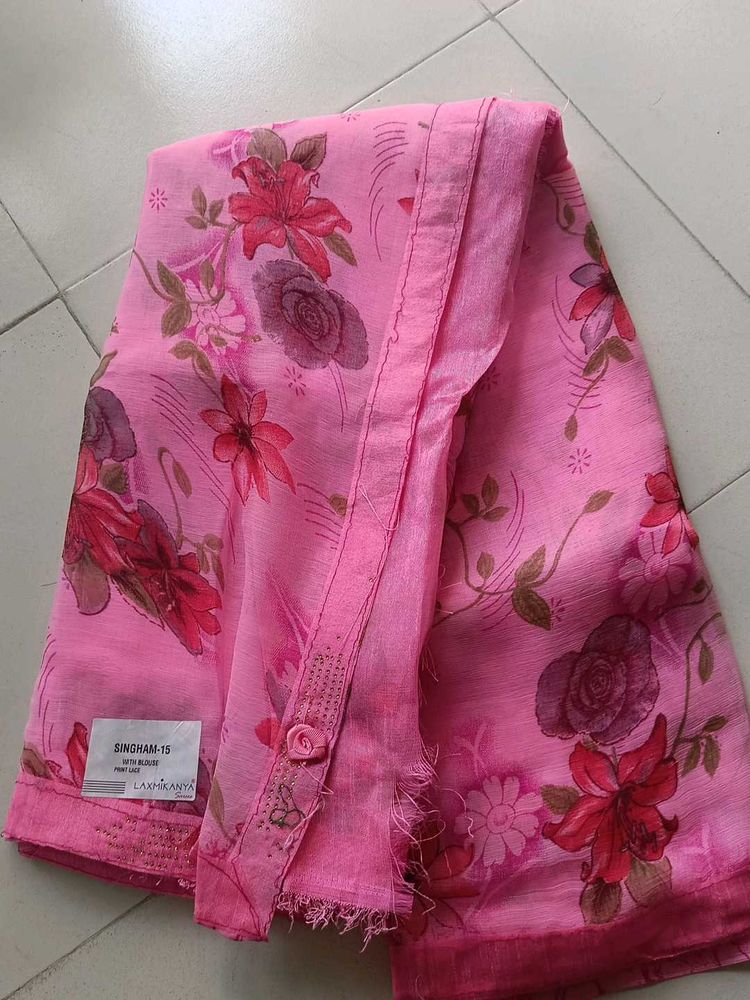 🆕 Flower 🌺 Saree With Blouse Peace