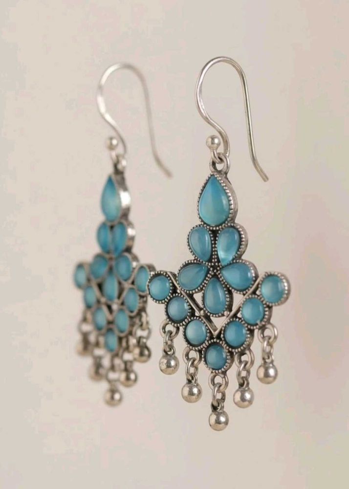 Bohemian Blue Stone Chandelier Earrings