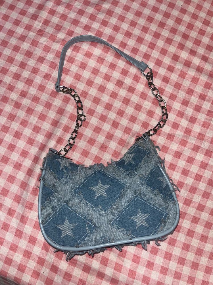 denim star shoulder bag