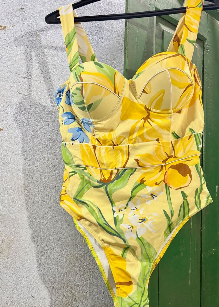 Vibrant Floral Print Swimsuit New Condition
