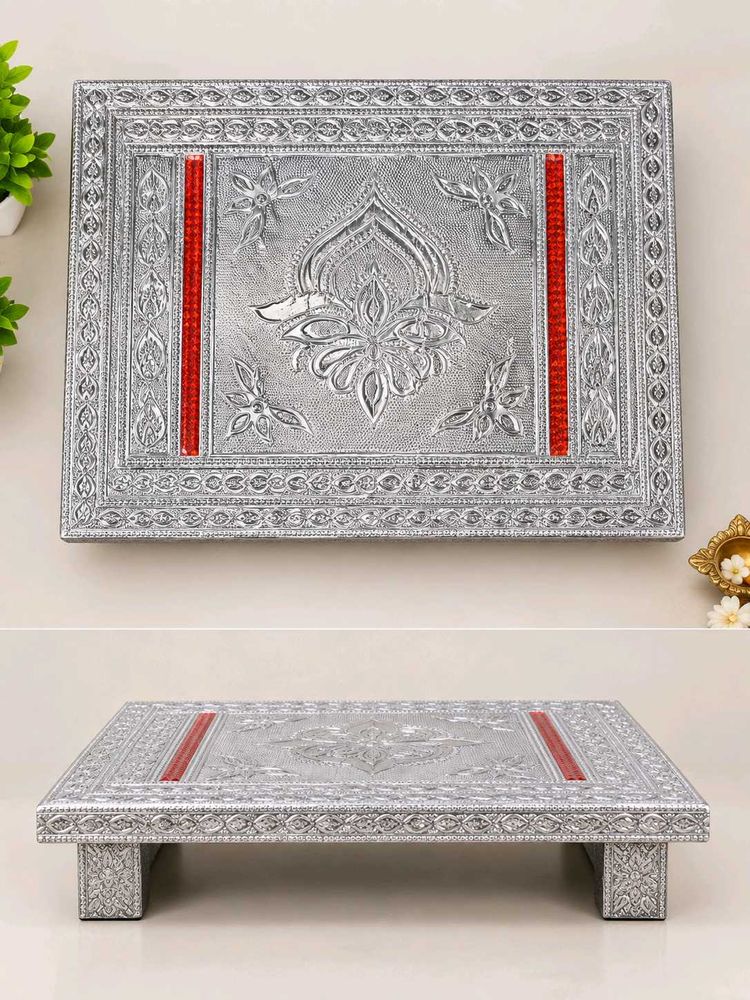 Decorative Silver Pooja Chowki
