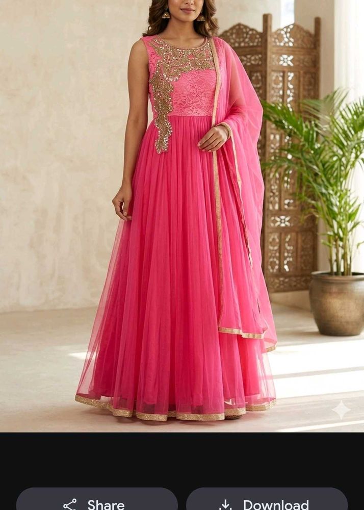 Elegant Pink Embroidered Ethnic Gown