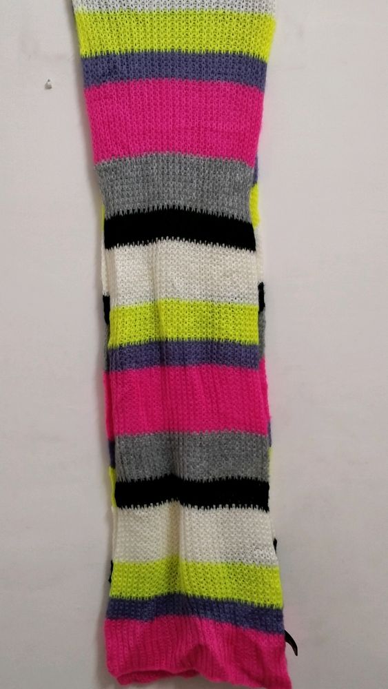 Vibrant Striped Knit Scarf