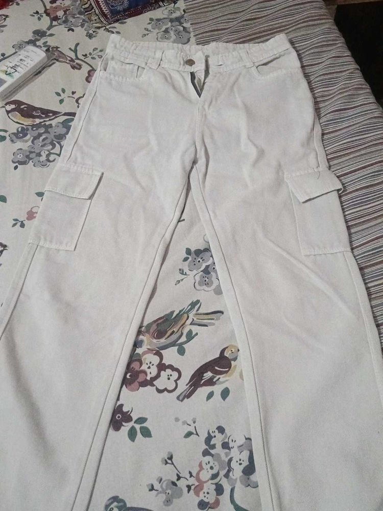 Cream Cargo Pants