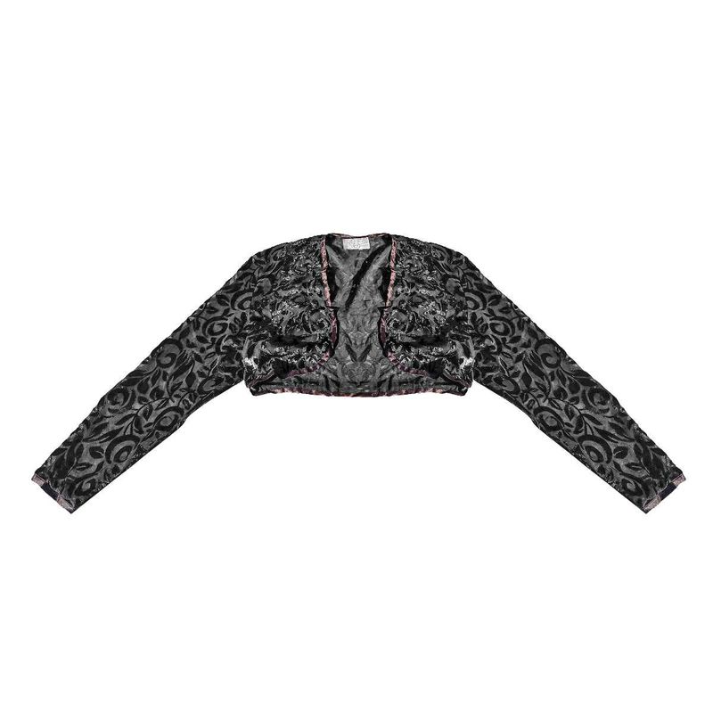Summer Black Velvet Cropped Bolero Jacket