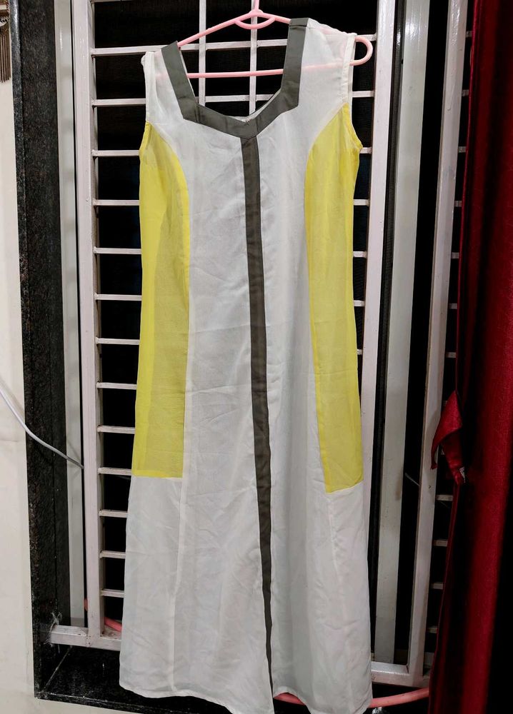 Elegant White &amp; Yellow Kurta