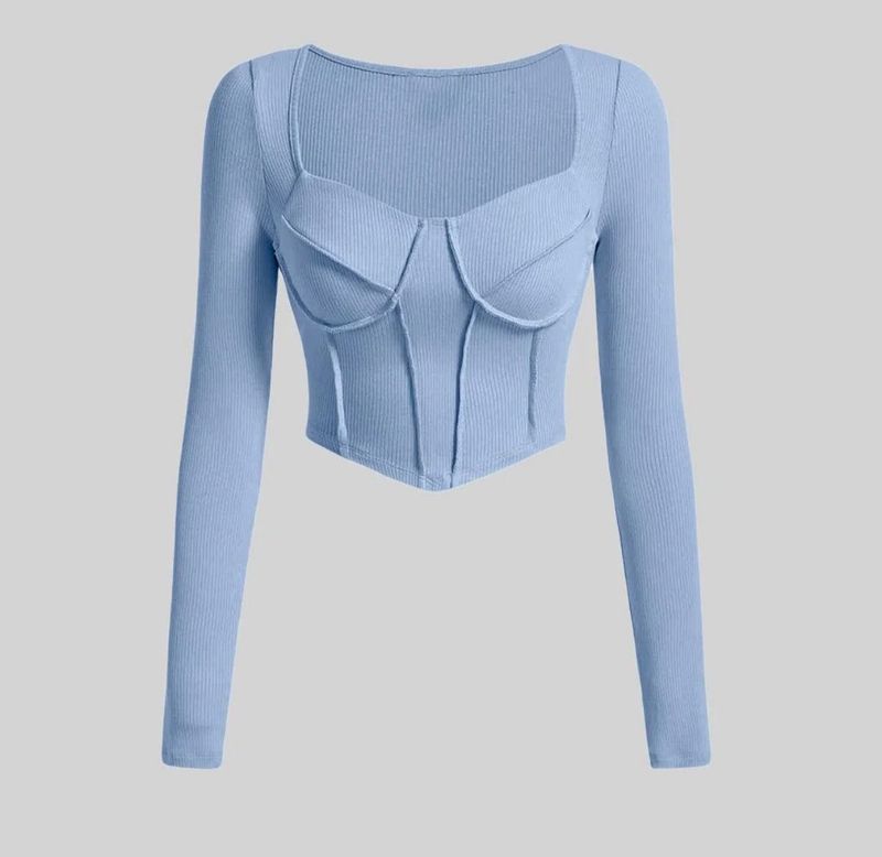 Blue Corset Long Sleeve Top
