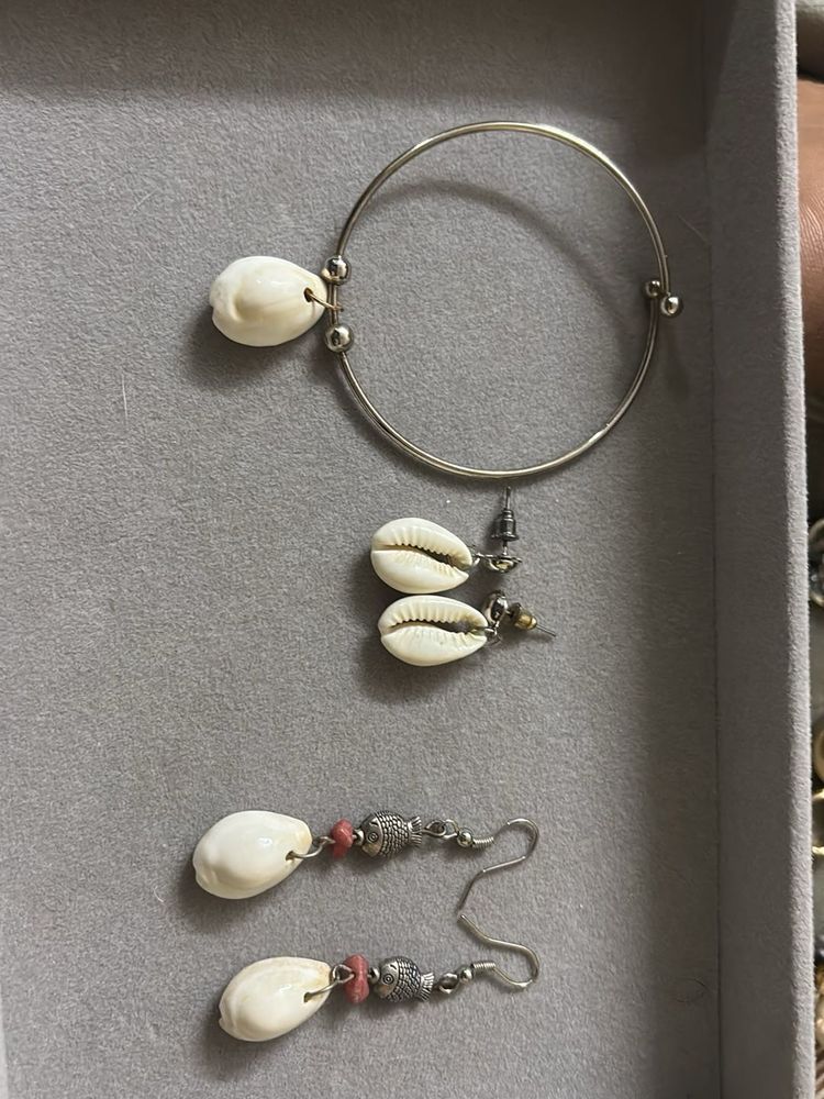Boho Shell Bracelet &amp; Earrings Set