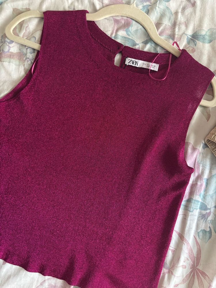 Sparkly Magenta Sleeveless Top
