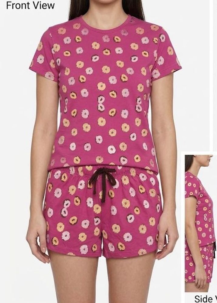 Cute Donut Print Pajama Set