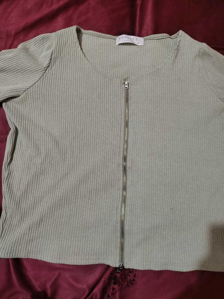 Ribbed Zip-Up Top
